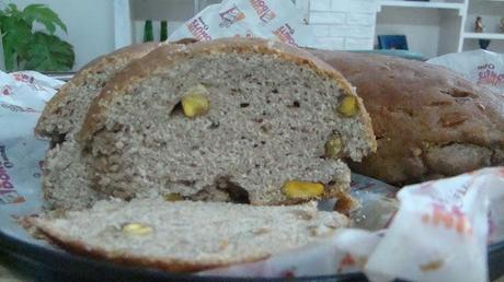 Ragi Bread-Low GI once more with Pistachios ,Garlic and Olive oil