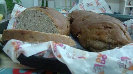 Ragi Bread-Low GI once more with Pistachios ,Garlic and Olive oil