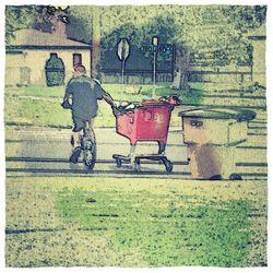 Bicycle Riding, Shopping Cart Pulling Picker - in front of my house. Yes. 