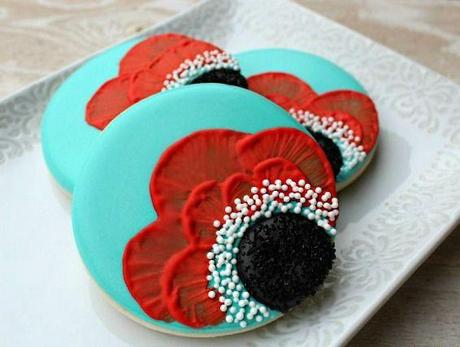 Poppy Theme Wedding Cookies