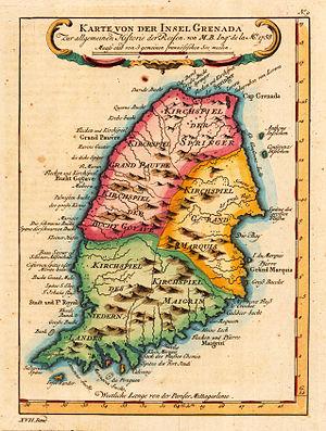 English: map of Grenada, Caribbean