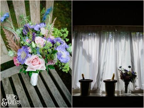 Wild flower bouquet showin in color and in silhouette at UK wedding