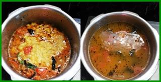 Thakali masiyal (Stew with pigeon peas and tomato)