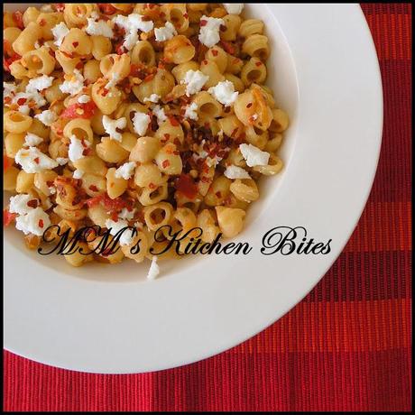 Pasta with Roasted Yellow Pepper, Tomatoes and Feta...quick lunch/dinner