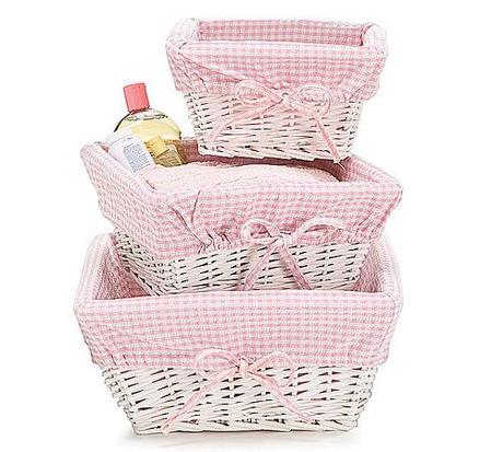 Adorable Storage: Organizing Baby's New Room Personalized Pink Gingham Lined Wicker Nesting Baskets by @TheRoyalDetails liked by wickerparadise, visit our wicker furniture selection.