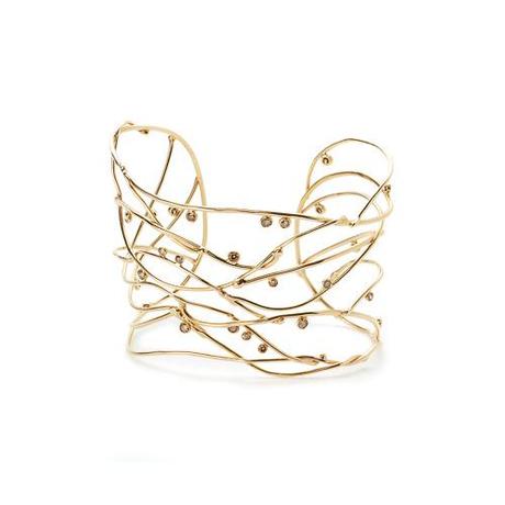Dean Harris 18k yellow gold wide vine cuff containing approximately 1 ct of brilliant cut brown diamonds.