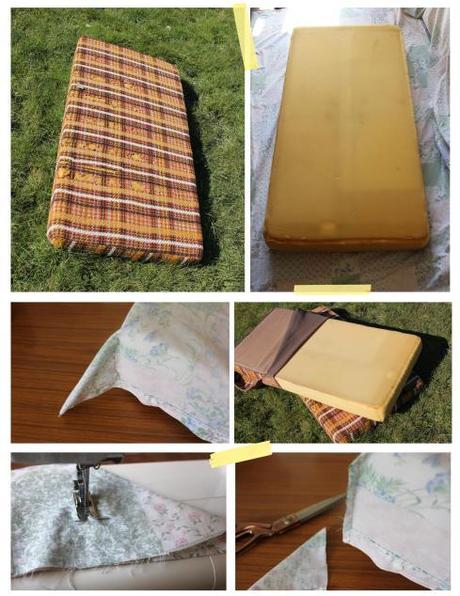 Cassiefairys little vintage caravan makeover project diy sewing cushion pads for bench seat with patchwork duvet