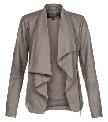 Mink (Brown) Grey Jersey Waterfall Zip Jacket  | 285035023 | New Look