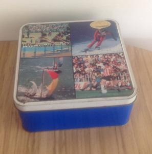 Retro vintage thrifted biscuit cake tin cookie cracker