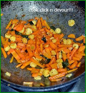 Baby corn carrot poriyal (Stir fry)