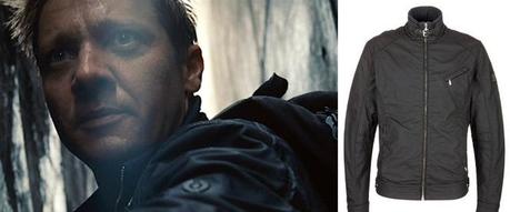 Aaron Cross’s Biker Jacket in The Bourne Legacy Belstaff's distinctive logo is present, but not distracting, on the film jacket.
