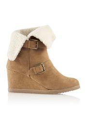Mini winter haul Wedge Faux Sheepskin Boots