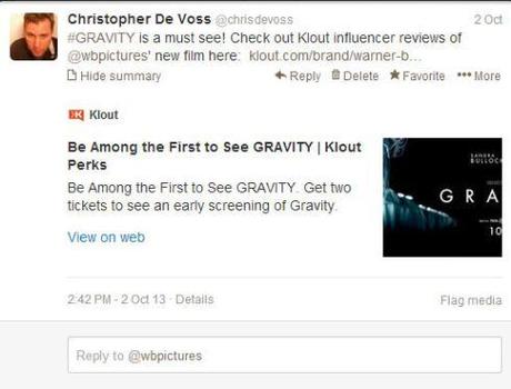 George Clooney Admonished Me gravitytweet1