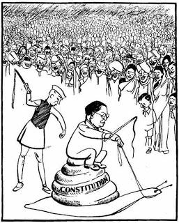 ambedkar, nehru, indian constitution, shankar cartoon