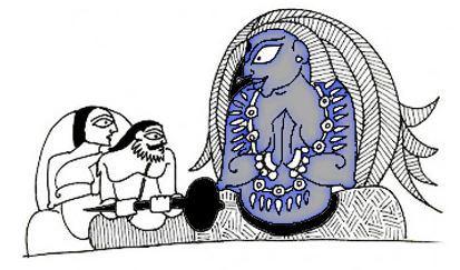 Bhayanaka Rasa – Hidimba and his hideous asura form Image courtesy : devdutt.com