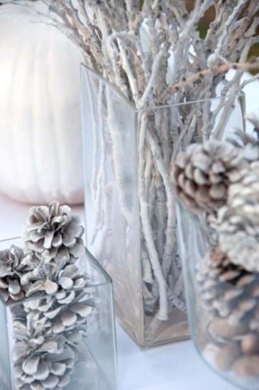 White Pinecone Winter Wedding Decor
