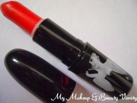 MAC Marilyn Monroe Collection scarlet ibis Lipstick Review, Swatches+mac lipsticks+mac orange lipsticks+orange lipsticks
