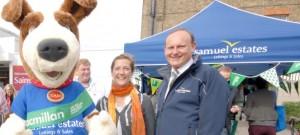 Samuel Estates Invites you for Coffee, with Macmillan Cancer Support and Sam the Dog Samuel Estates - Sam the Dog