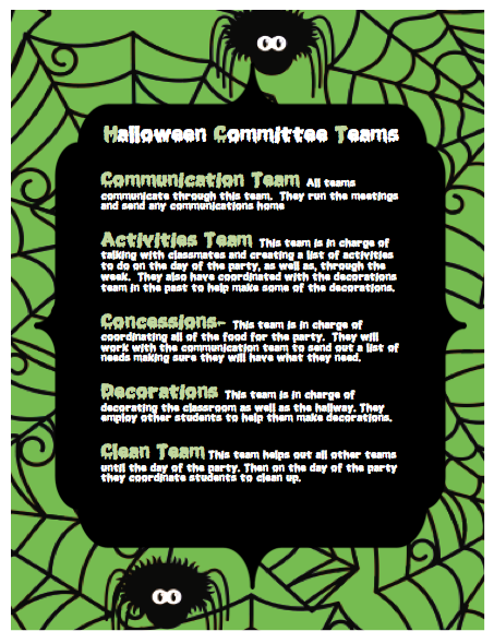 Halloween Committee Teams