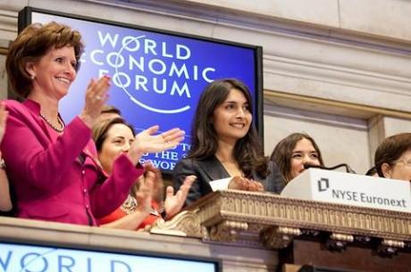 Saadia Zahidi, Senior Director, Head of the World Economic Forum’s Women Leader and Gender Parity Programme, visits the New York Stock Exchange with partner companies on International Women’s Day 2012. (Photo: WEF)