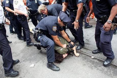 Police officers arrested protesters who had marched from Zuccotti Park to Union Square.