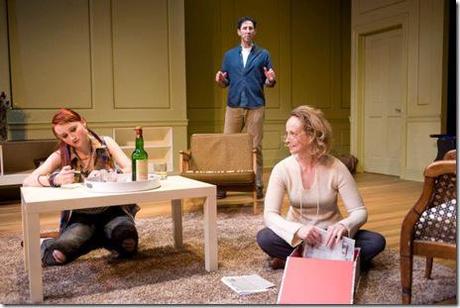 Rae Gray (Debbie), Sean Fortunato (Henry) and Natasha Lowe (Charlotte) in Writers' Theatre's Review: The Real Thing (Writers’ Theatre)