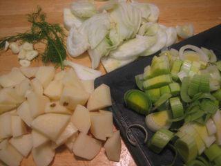 chopped fresh fennel, leeks, potatoes & garlic