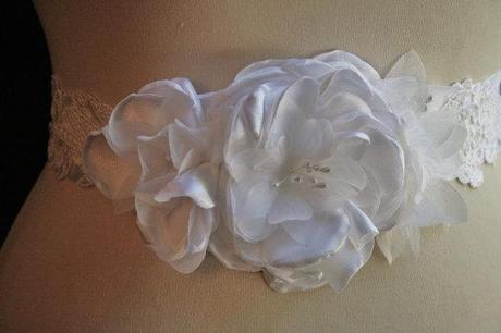 Wrap It Up Elegant White Flower Bridal Sash