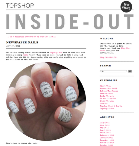 Newspaper Nails on the Topshop blog!