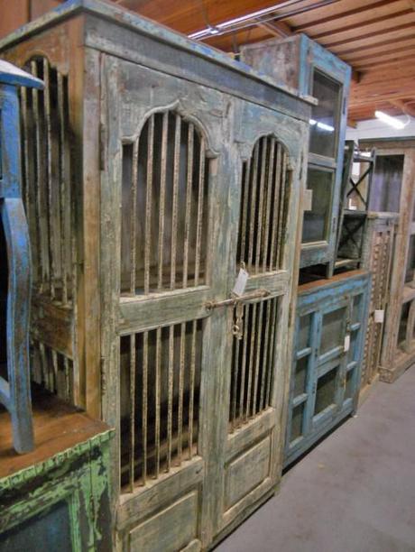 antique armoire with cage bars