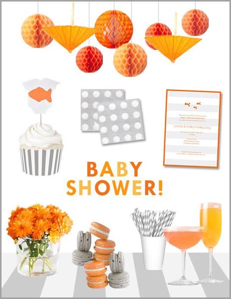 BABY SHOWER! Gray/White/Orange