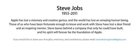 Apple Site Message - Steve Jobs