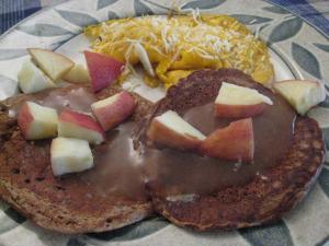 Oatmeal Pancakes with Homemade Apple Syrup