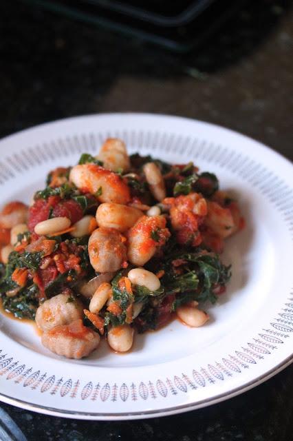 Vegan Pan Fried Gnocchi with Kale and White Beans