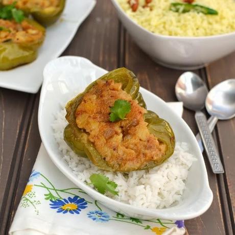 Indian style Stuffed Peppers with Potato Curry