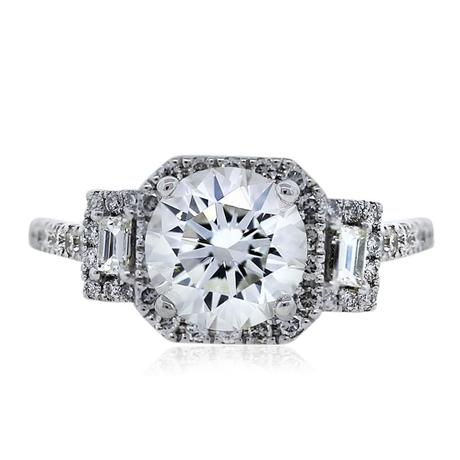 Vintage Style 14k White Gold 1.31ct Round Diamond Engagement Ring