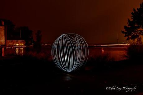 Sphere of Light Toronto, light painting, Ward Island, Centre Island, ferry terminal, city lights, night photography