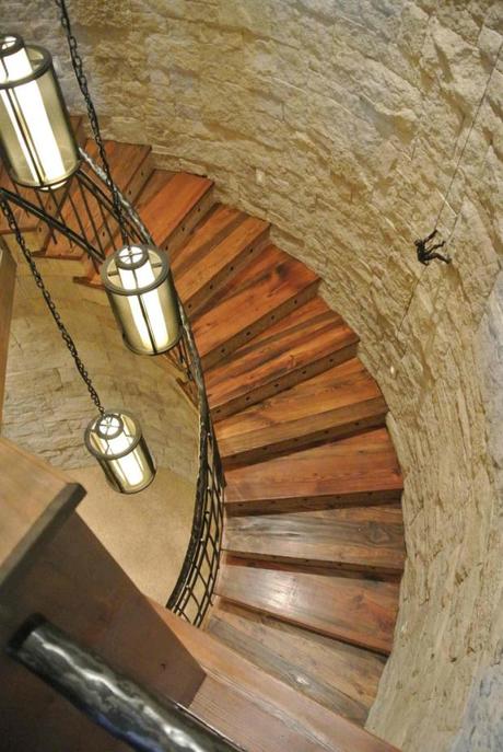 reclaimed wood circular staircase