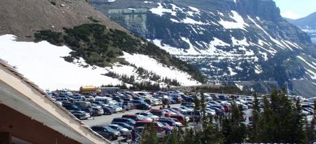 The Logan Pass Visitor Center in Glacier National Park parking lot is pretty full during the summer.