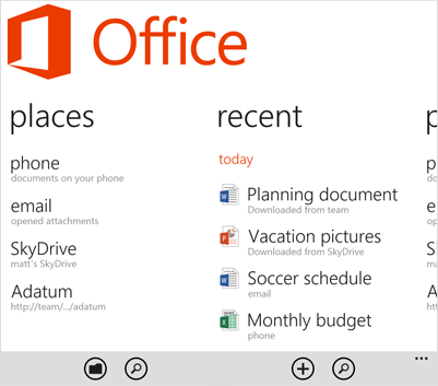 Windows phone OS Office suite