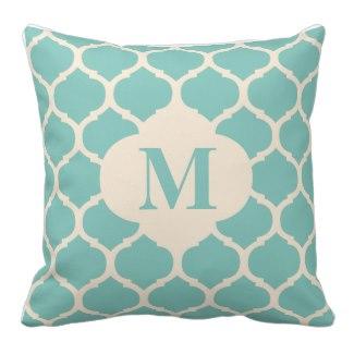 Moroccan Teal Monogram Pillow