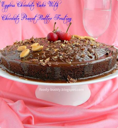 Vegan Eggless Chocolate Cake Recipe With Chocolate Peanut Butter Frosting