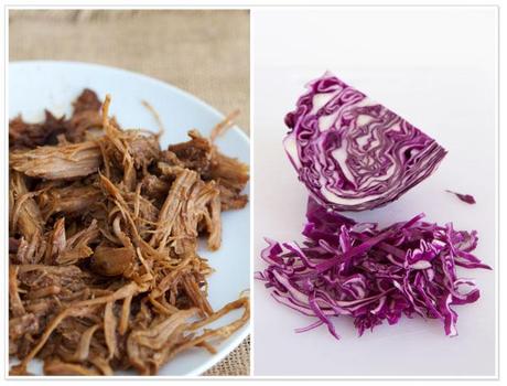 Pulled pork and purple cabbage