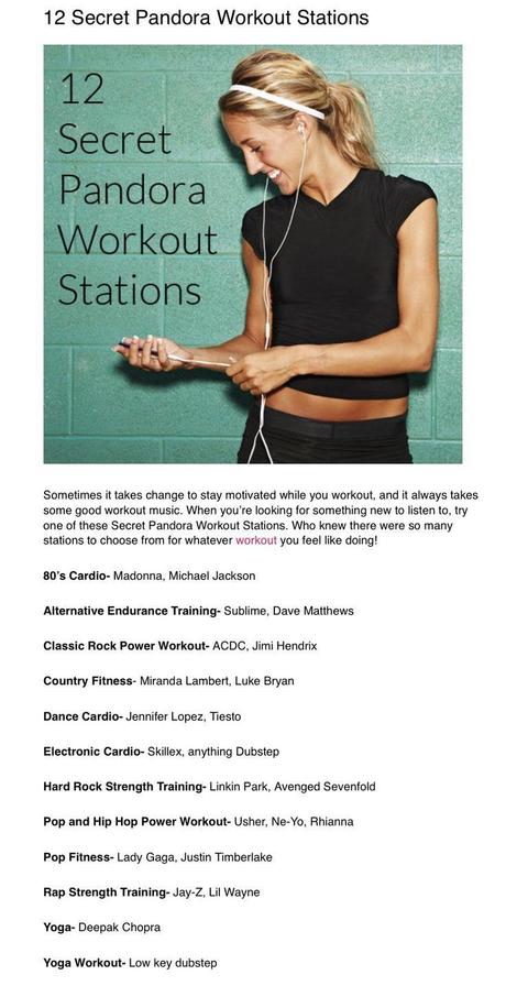 Fitness Friday: What I’m Listening To 12 secret pandora workout stations I like the electronic cardio for running!