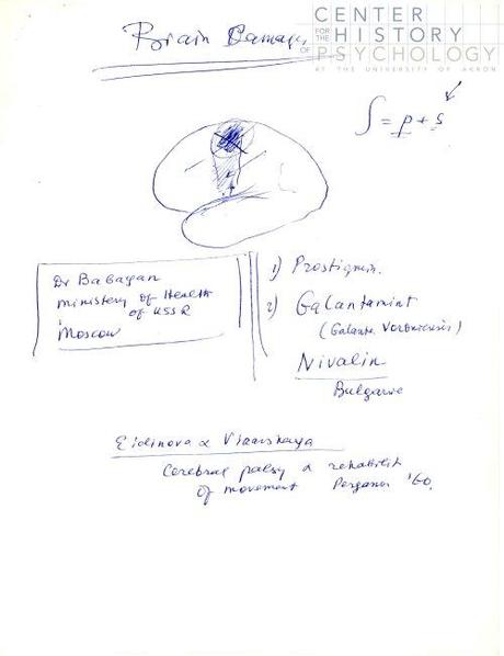 A sketch of the brain by Luria, undated.