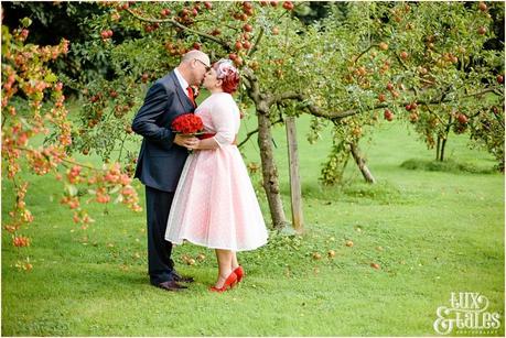 Julia & Chris Got Married! | Wedding Photography Bride and groom pose in vintage at vintage themed wedding in Yorkshire