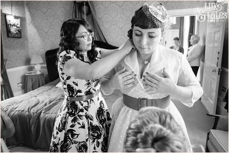 Julia & Chris Got Married! | Wedding Photography York wedding phtoography of bride getting readyf or vintage themed wedding