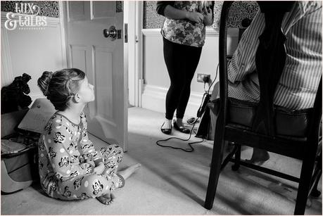 Julia & Chris Got Married! | Wedding Photography Little girl watches as mother gets ready for vintage 1950s themed wedding