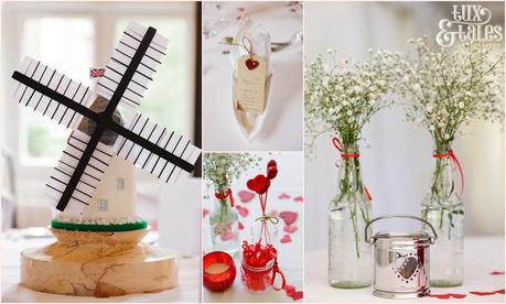 Julia & Chris Got Married! | Wedding Photography Windmill cake at Yorkshire wedding red hear details