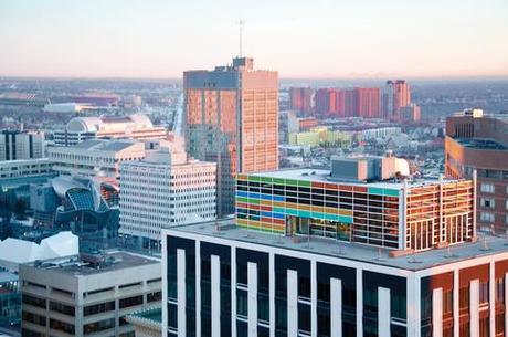 In The City and Off the Grid Aerial view of the Cambridge Lofts Penthouse in Edmonton, Alberta